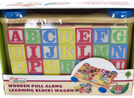 WOODEN PULL ALONG BLOCKS WAGON Online Sale