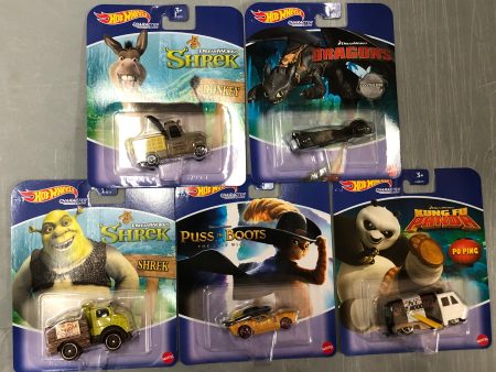 All new 5 car set Case M * 2023 Hot Wheels Dream Works Character Cars Supply