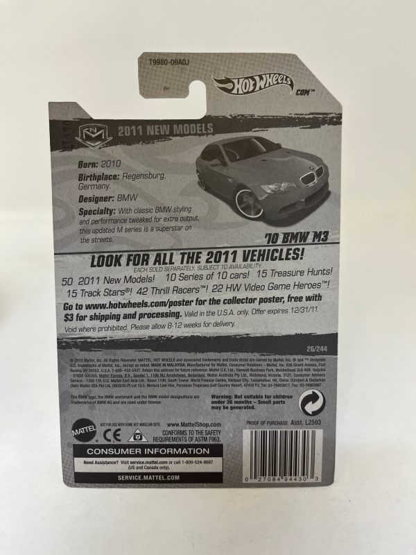 10 BMW M3 #26 * Burgundy * 2011 Hot Wheels Supply